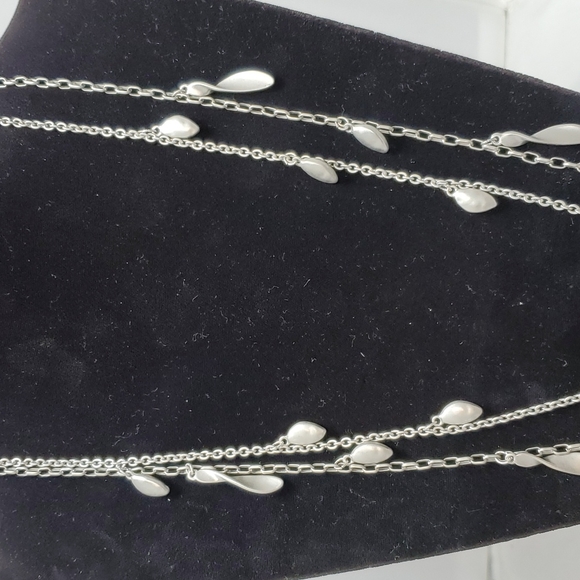 Halogen 2 layer strand brushed silver necklace with charms - Picture 2 of 5